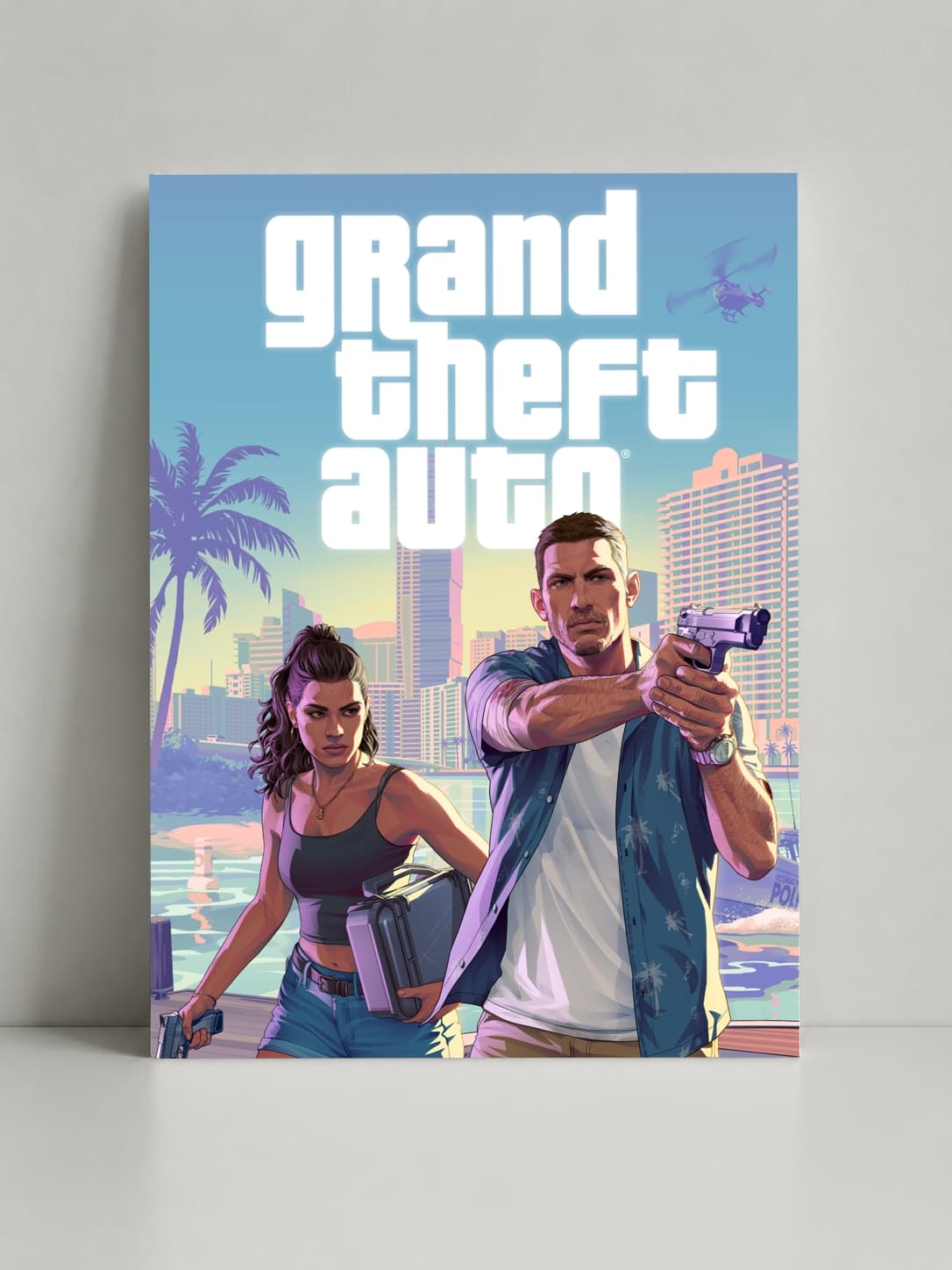 Картина GTA 6 на полотні — Арт Lucia & Jason (Вайс-Сіті) вертикальна - фото 1